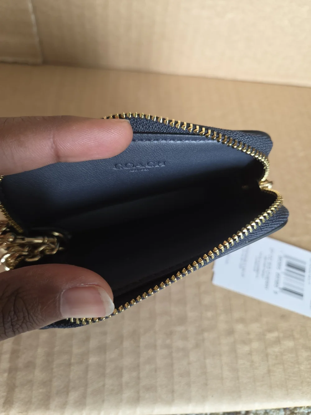 Coach Cherry Print Zip Signatur3 Card Case In Navy